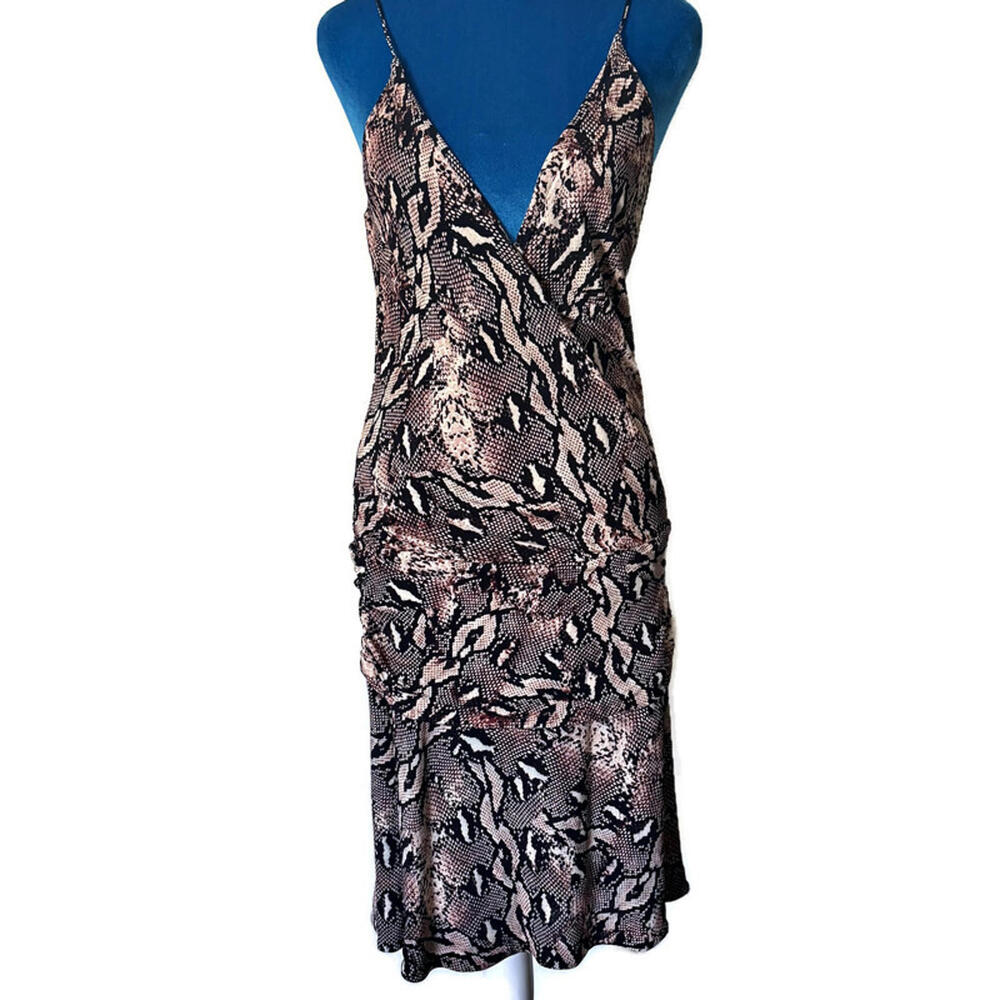 Paula Hermanny Snakeskin Print Wrap Look Dress Stretch L